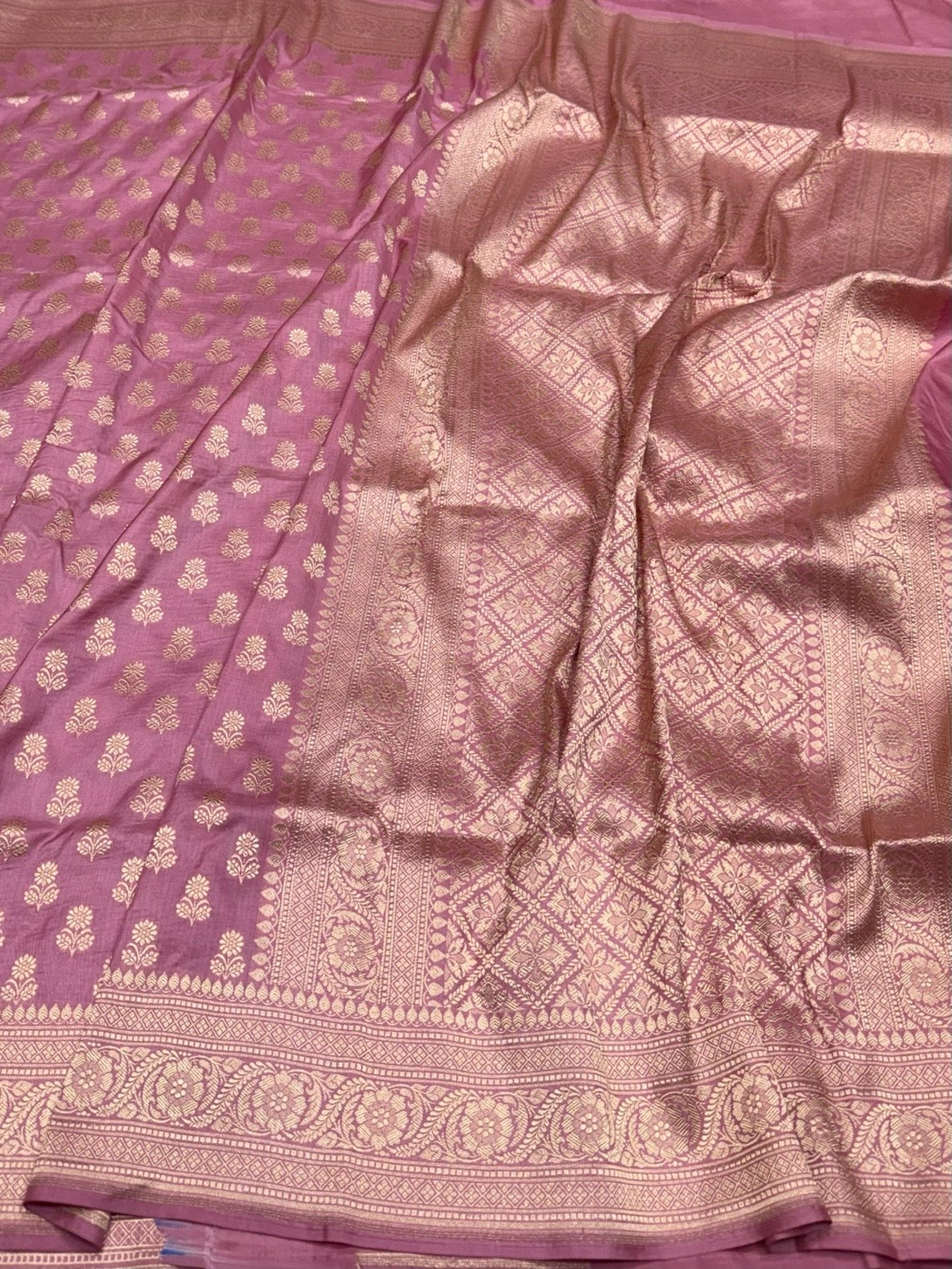 Dusty Rose Pink Banarasi Pure Katan Silk Saree