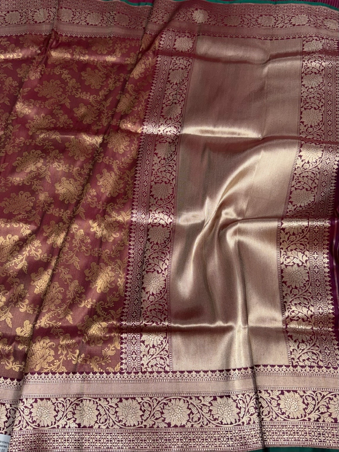 Maroon Pure Silk Brocade Saree in Katan Mulberry Silk