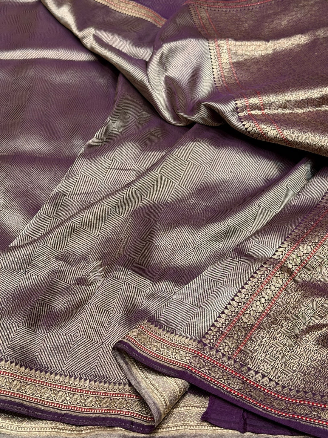 Magenta Handwoven Banarasi Satin Tanchoi Brocade Saree