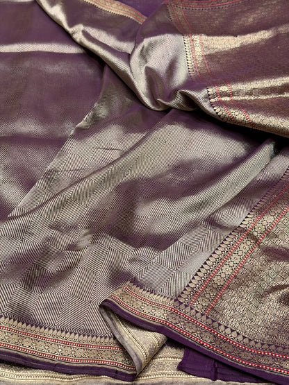 Magenta Handwoven Banarasi Satin Tanchoi Brocade Saree