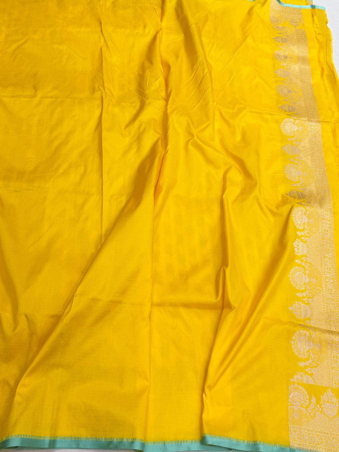 Yellow Pure Banarasi Silk Saree in Cutwork Weave – Katan Silk Elegance