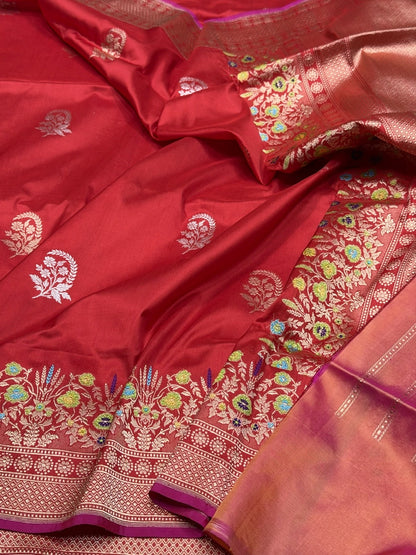 Red Handwoven Pure Banarasi Silk Saree