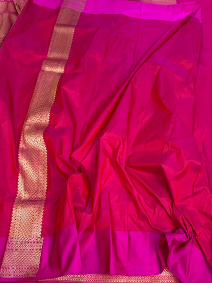 Rani Pink Handwoven Pure Banarasi Silk Brocade Saree