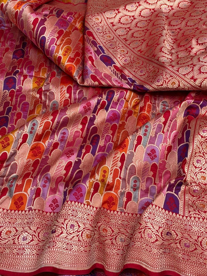 Red Rangkaat Banarasi Pure Katan Silk Saree
