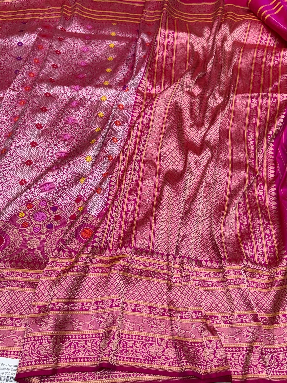 Rani Pink Handwoven Pure Banarasi Silk Saree