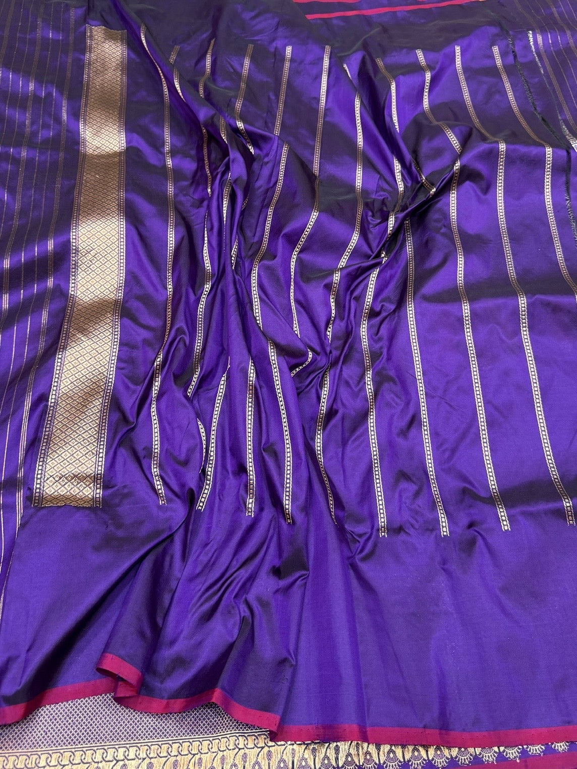 Purple Handwoven Pure Banarasi Silk Saree | Pure Katan Silk