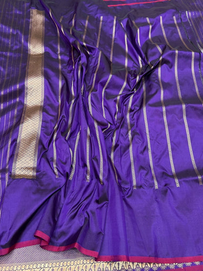 Purple Handwoven Pure Banarasi Silk Saree | Pure Katan Silk