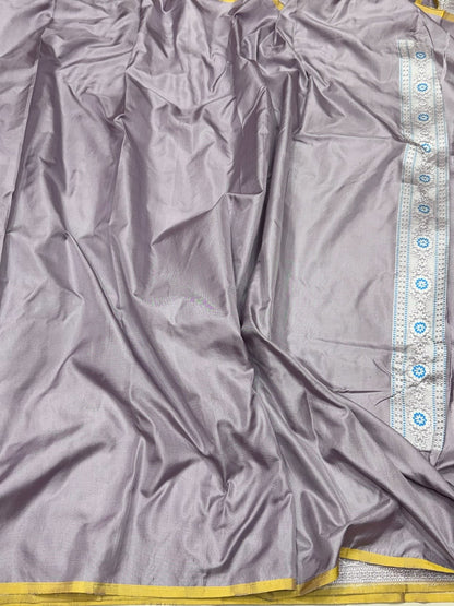 Dusty Lavender Handwoven Pure Banarasi Ektara Silk Saree