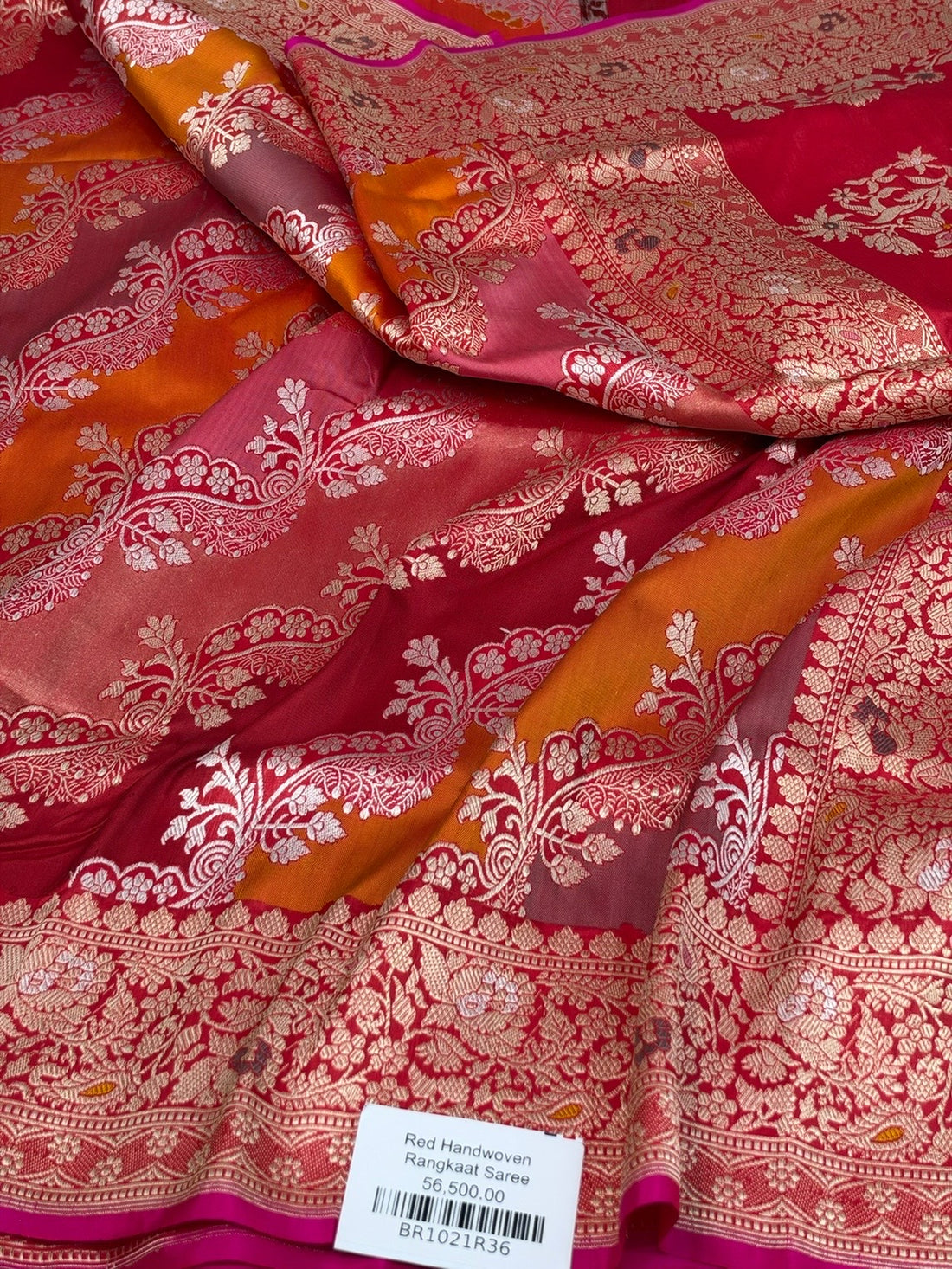 Red Handwoven Pure Banarasi Rangkaat Silk Saree