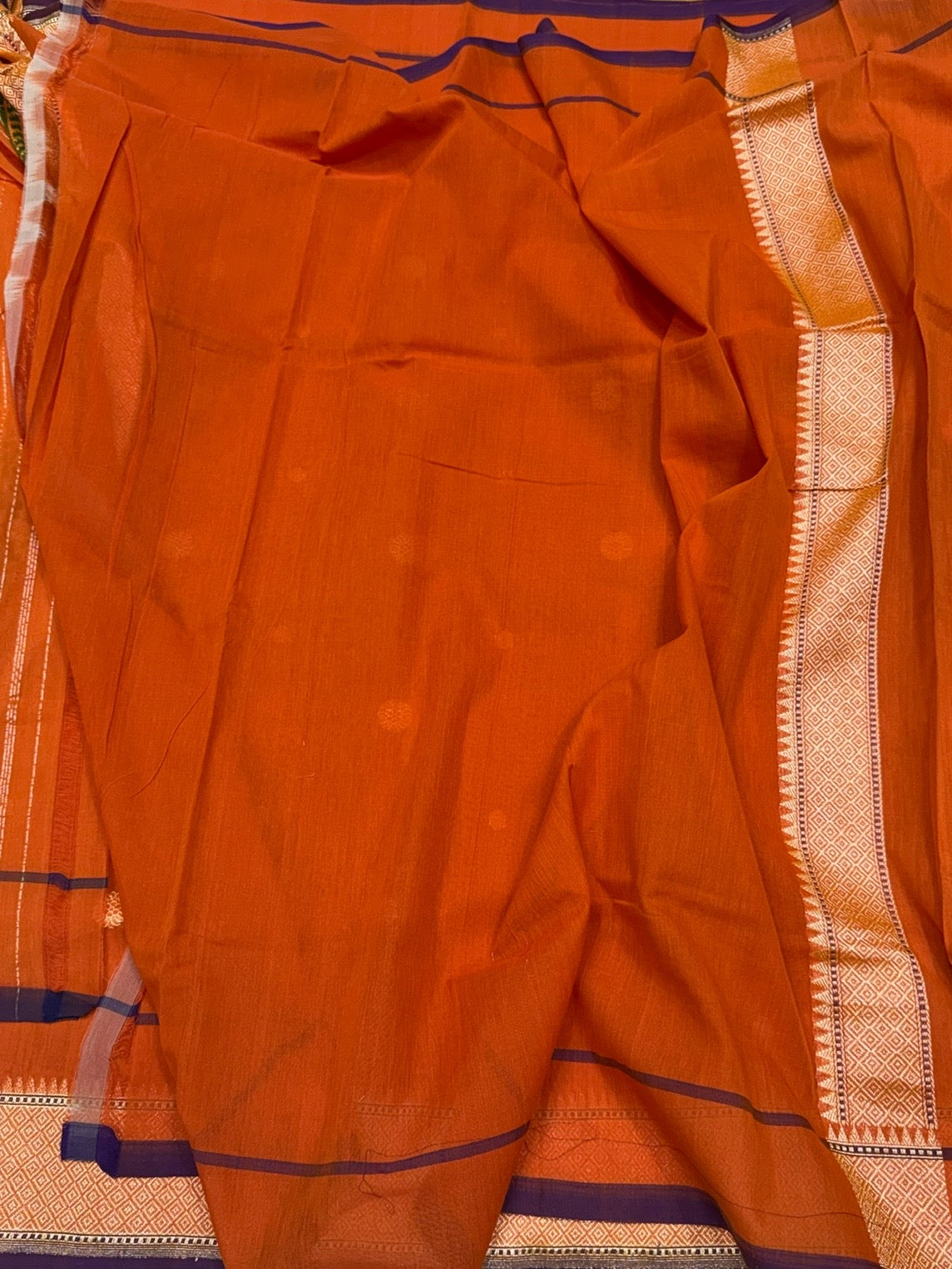 Orange Handwoven Banarasi Pure Cotton Saree