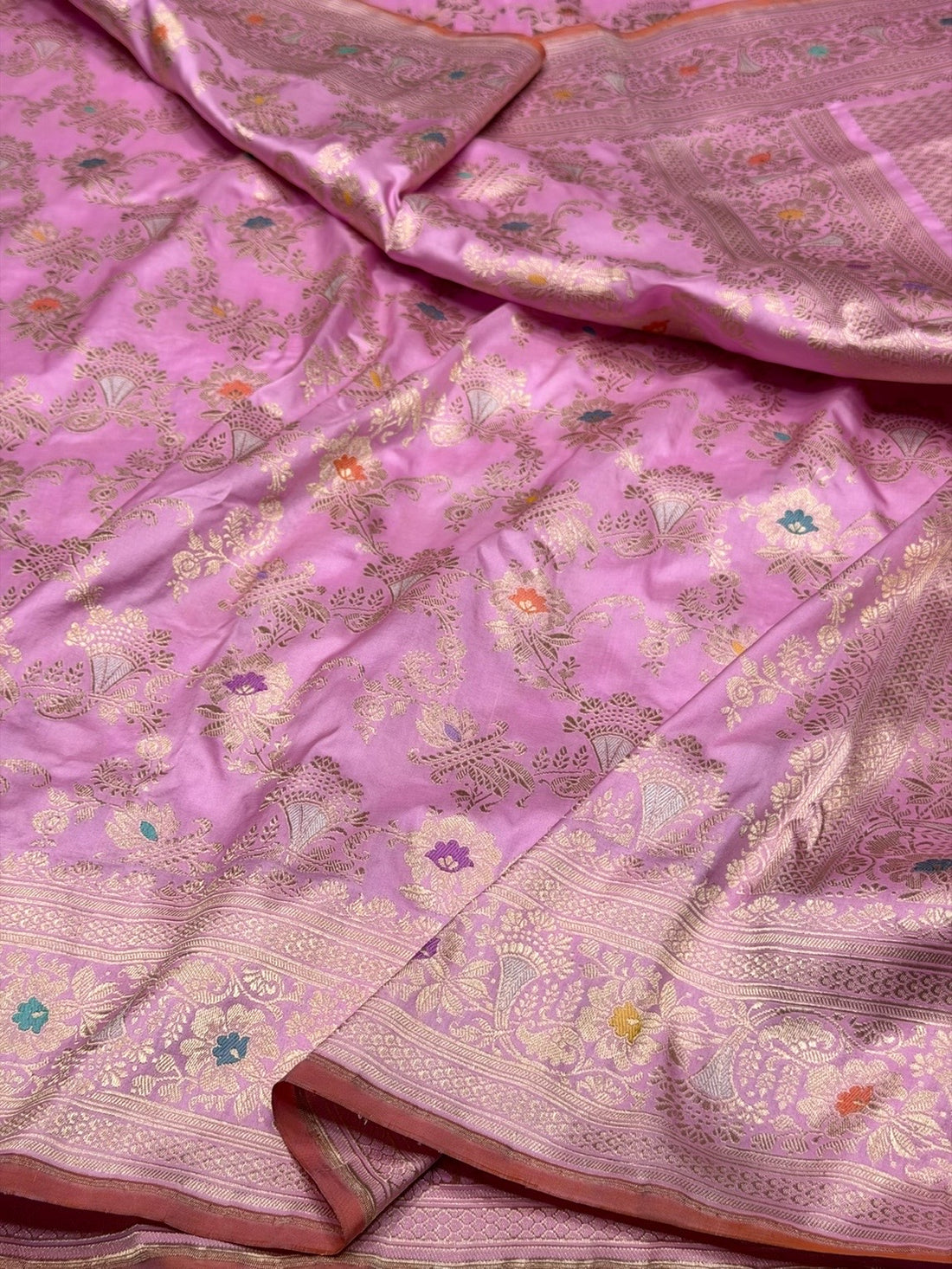 Pastel Pink Handwoven Pure Banarasi Silk Saree
