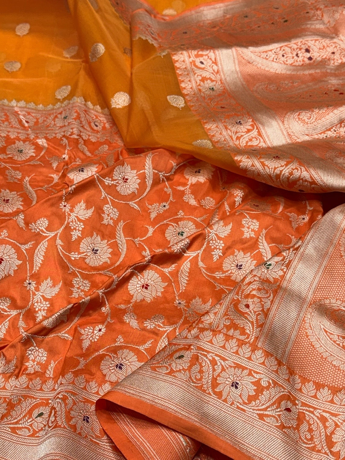 Orange Handwoven Pure Banarasi Silk Saree