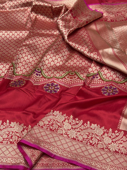 Red Handwoven Pure Banarasi Silk Saree