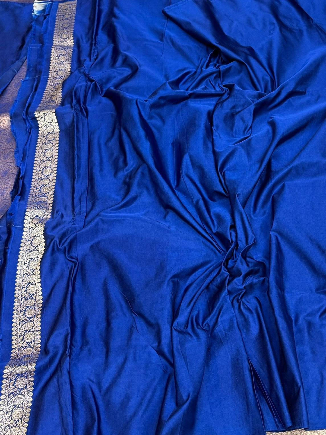 Royal Blue Handwoven Pure Banarasi Satin Tanchoi Saree