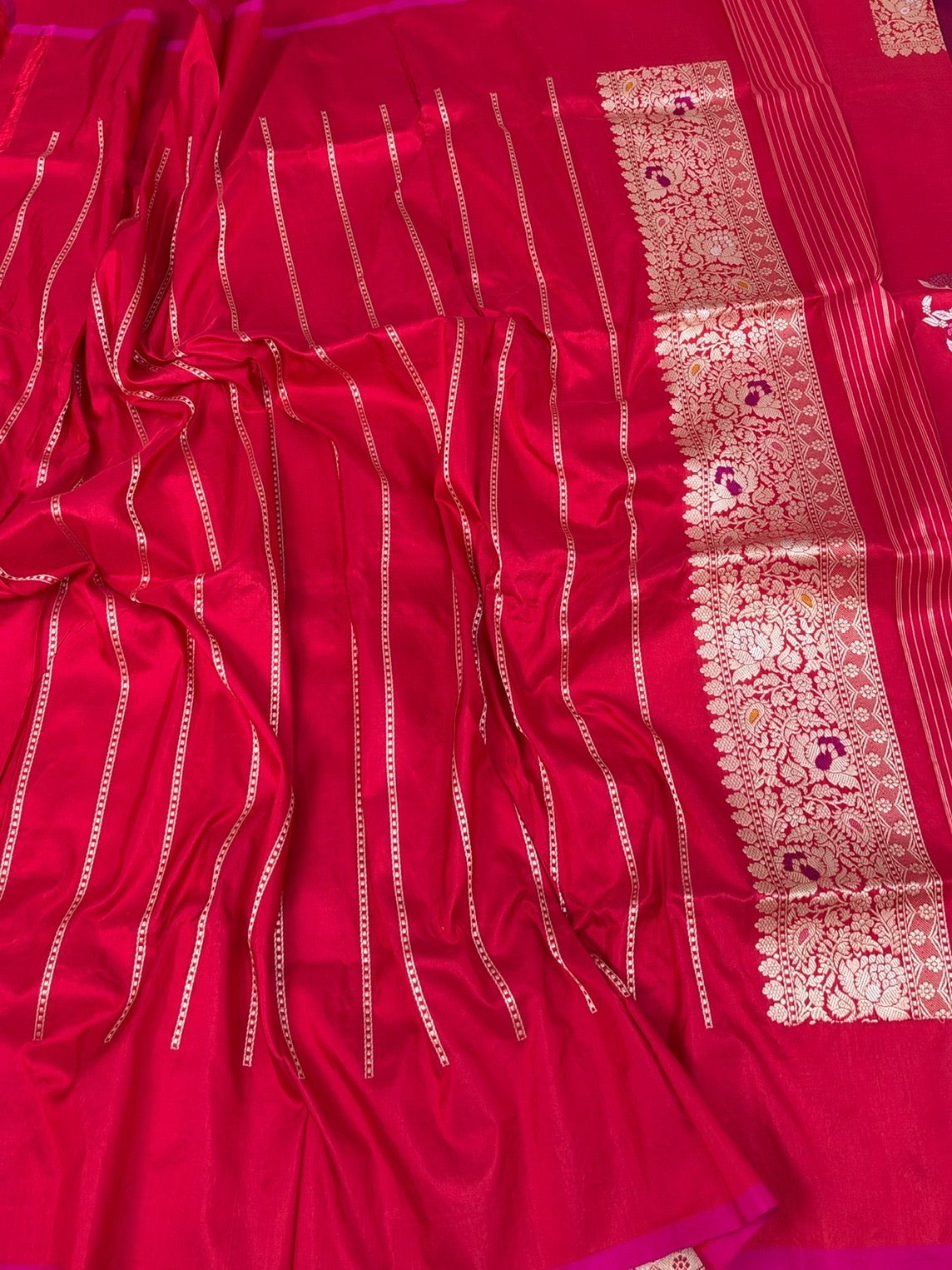 Reddish Pink Handwoven Pure Banarasi Katan Silk Saree