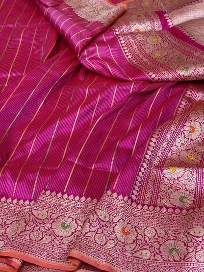 Rani Pink Handwoven Banarasi Pure Katan Silk Saree