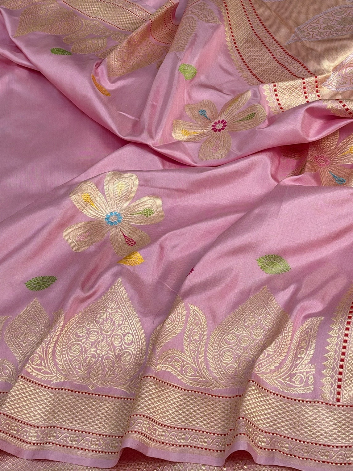 Blush Pink Handwoven Pure Banarasi Ektara Silk Saree