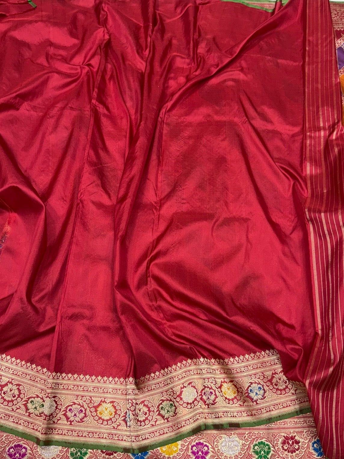 Red Handwoven Pure Banarasi Rangkaat Silk Saree – Pure Katan Silk | Rangkaat Technique | Luxury Banarasi Saree