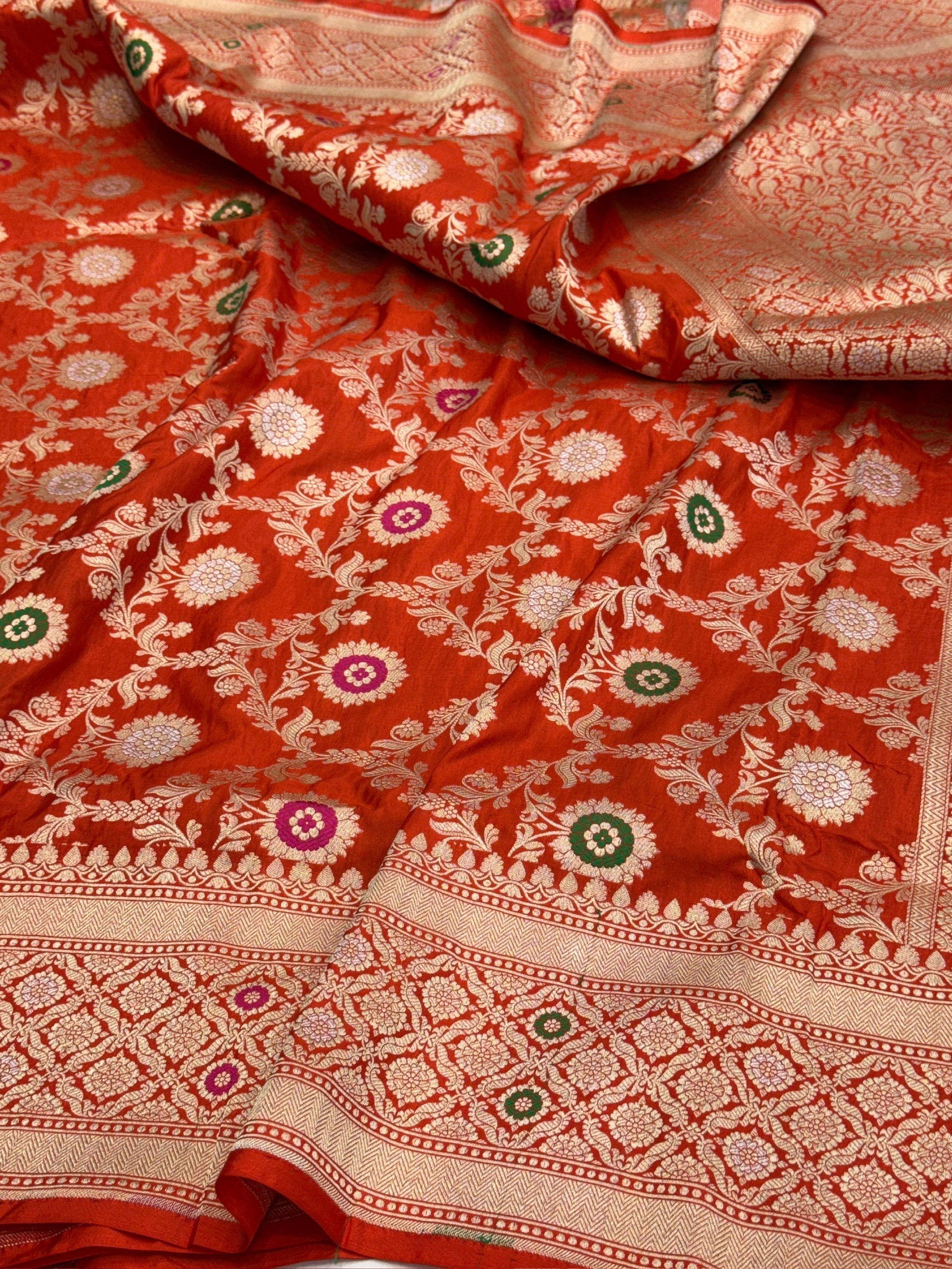 Banarasi Minakari Pure Katan Silk Saree | Pure Silk | Minakari Work | Cutwork Technique | Banarasi Katan Silk Saree
