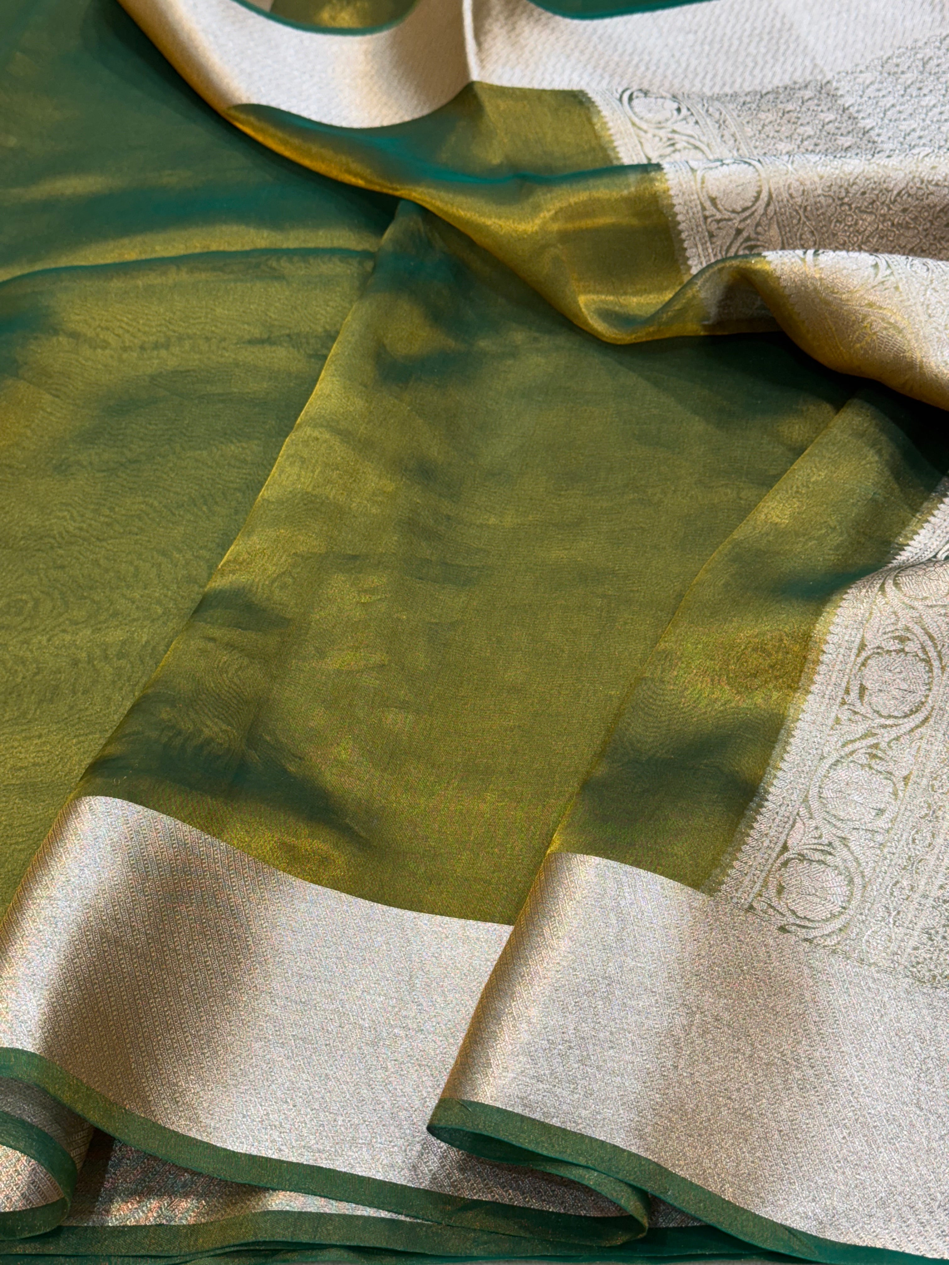 Mehndi Green Pure Tissue Saree