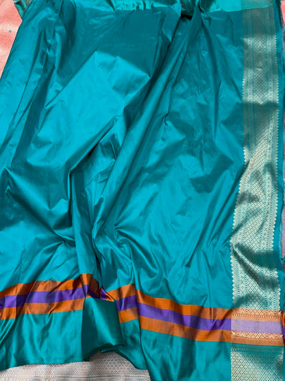 Peach Banarasi Silk Brocade Saree with Satin Border – Katan Silk Elegance