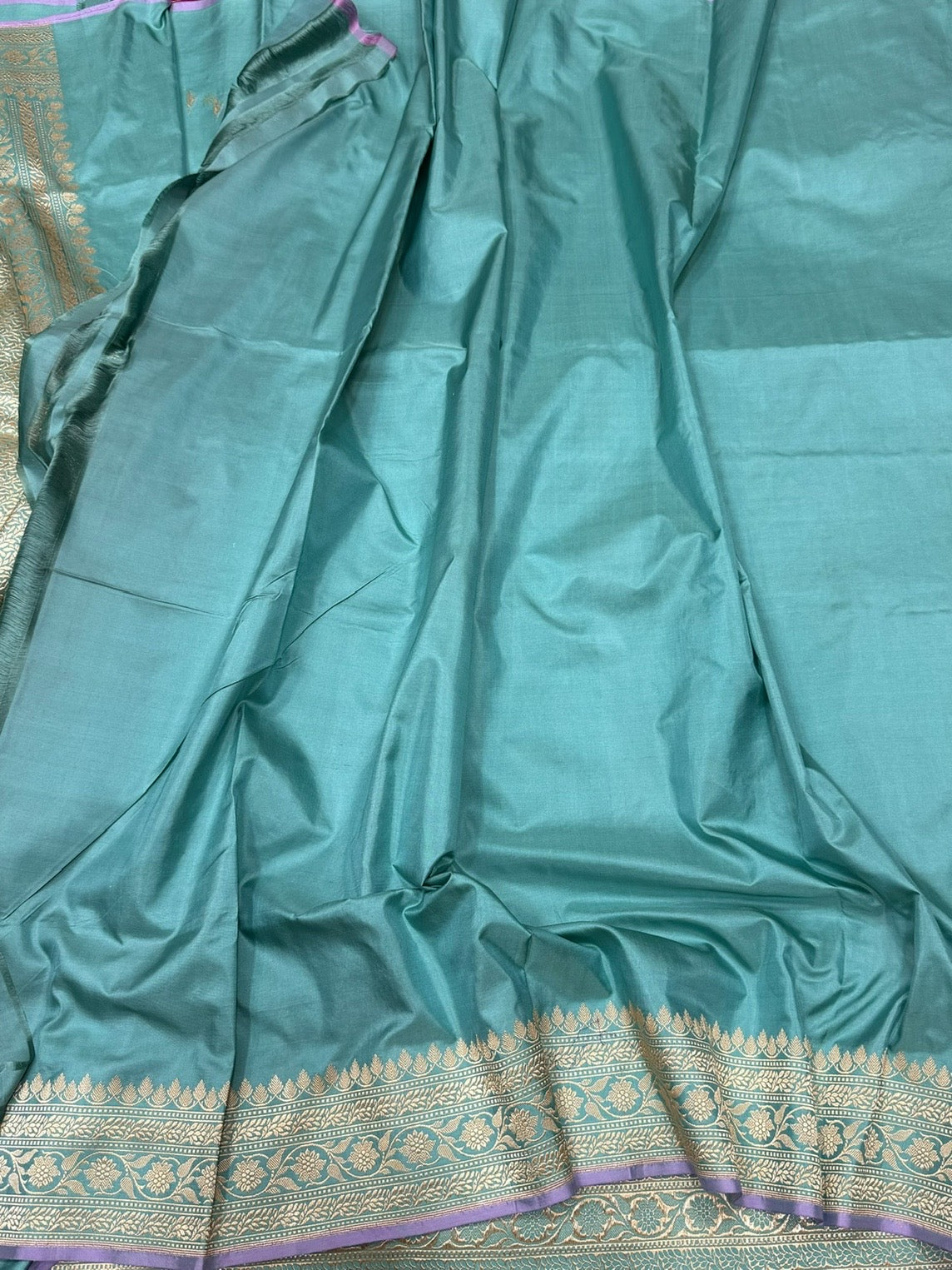 Sky Blue Handwoven Pure Banarasi Silk Saree
