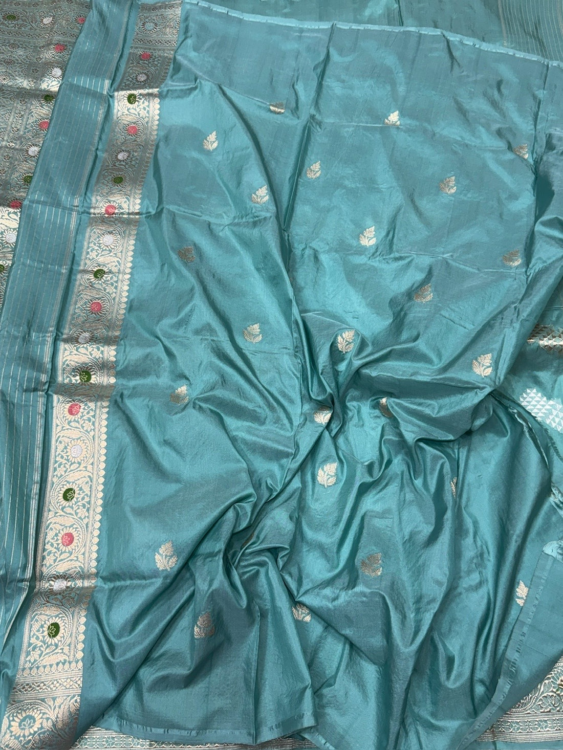 Powder Blue Handwoven Pure Banarasi Silk Saree