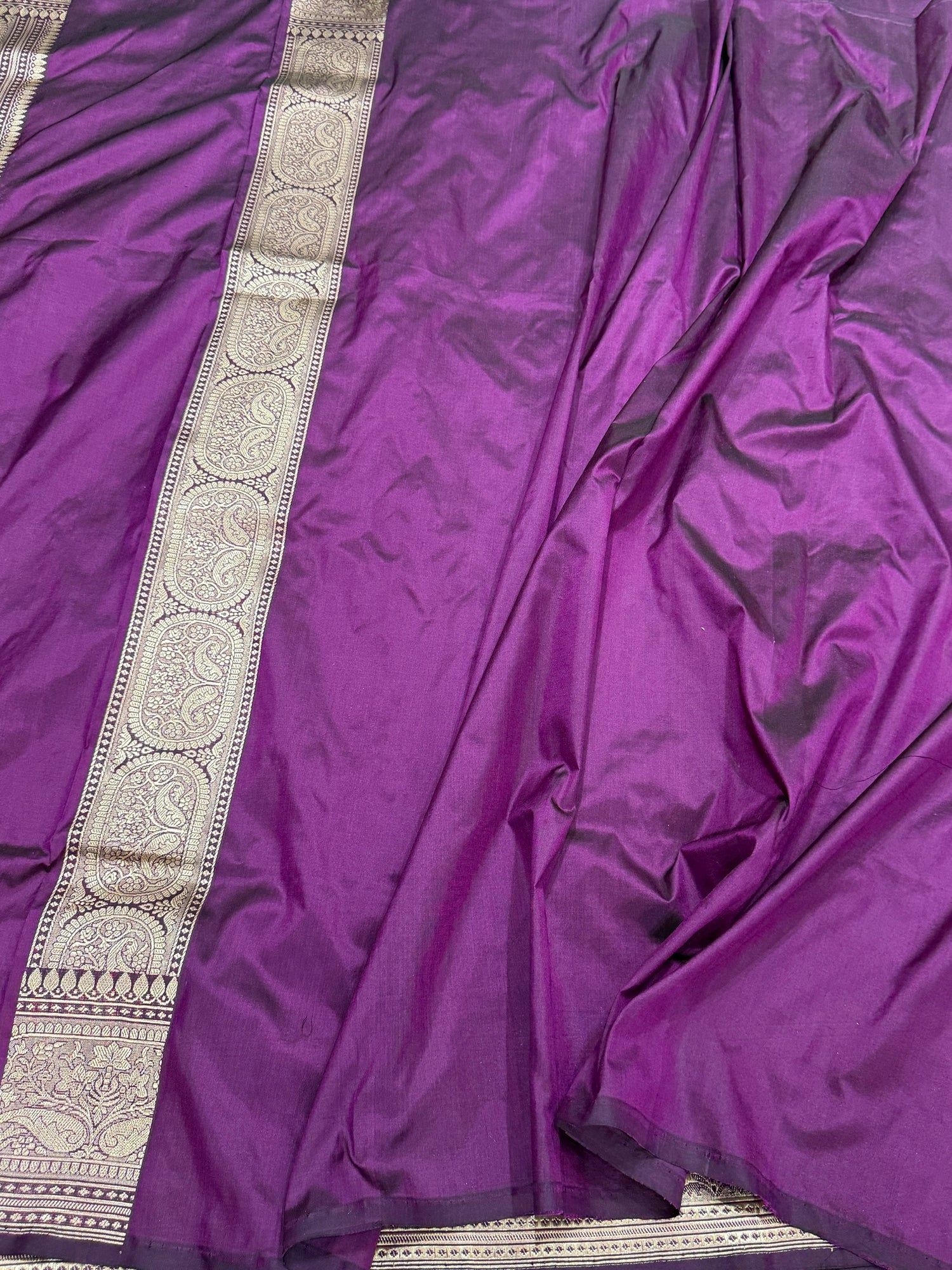Magenta Handwoven Pure Banarasi Katan Silk Saree | Kadwa Weave | Gold &amp; Silver Zari | Pure Silk Handloom Saree
