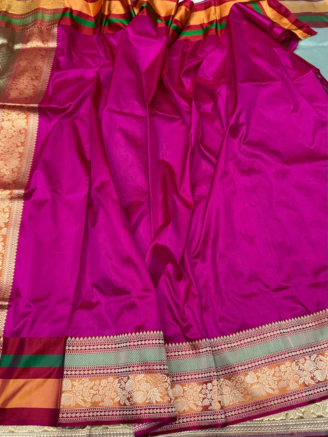 Powder Blue Handwoven Pure Banarasi Silk Saree