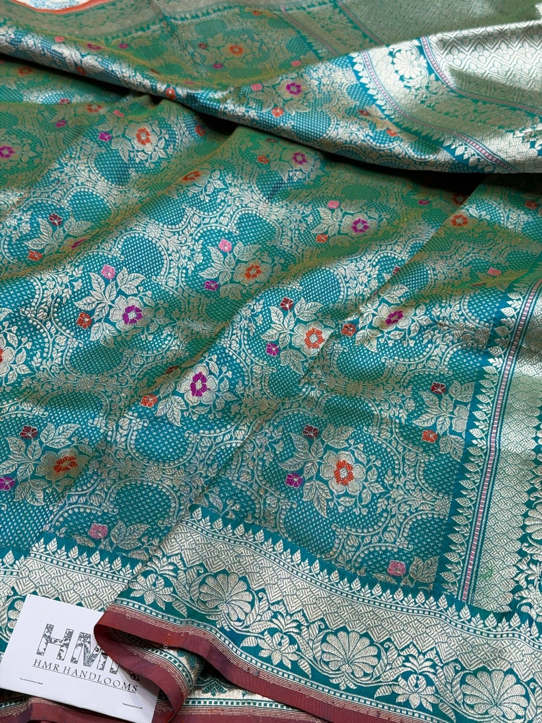 Sea Green Handwoven Pure Banarasi Brocade Saree