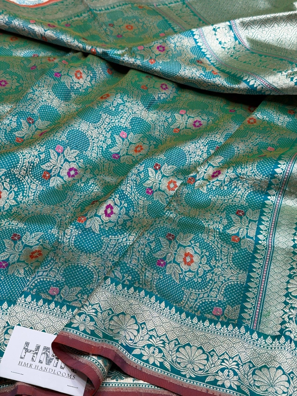 Sea Green Handwoven Pure Banarasi Brocade Saree