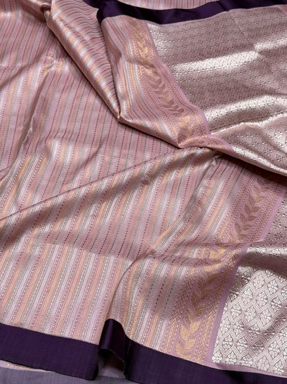 Lilac Handwoven Pure Banarasi Silk Saree