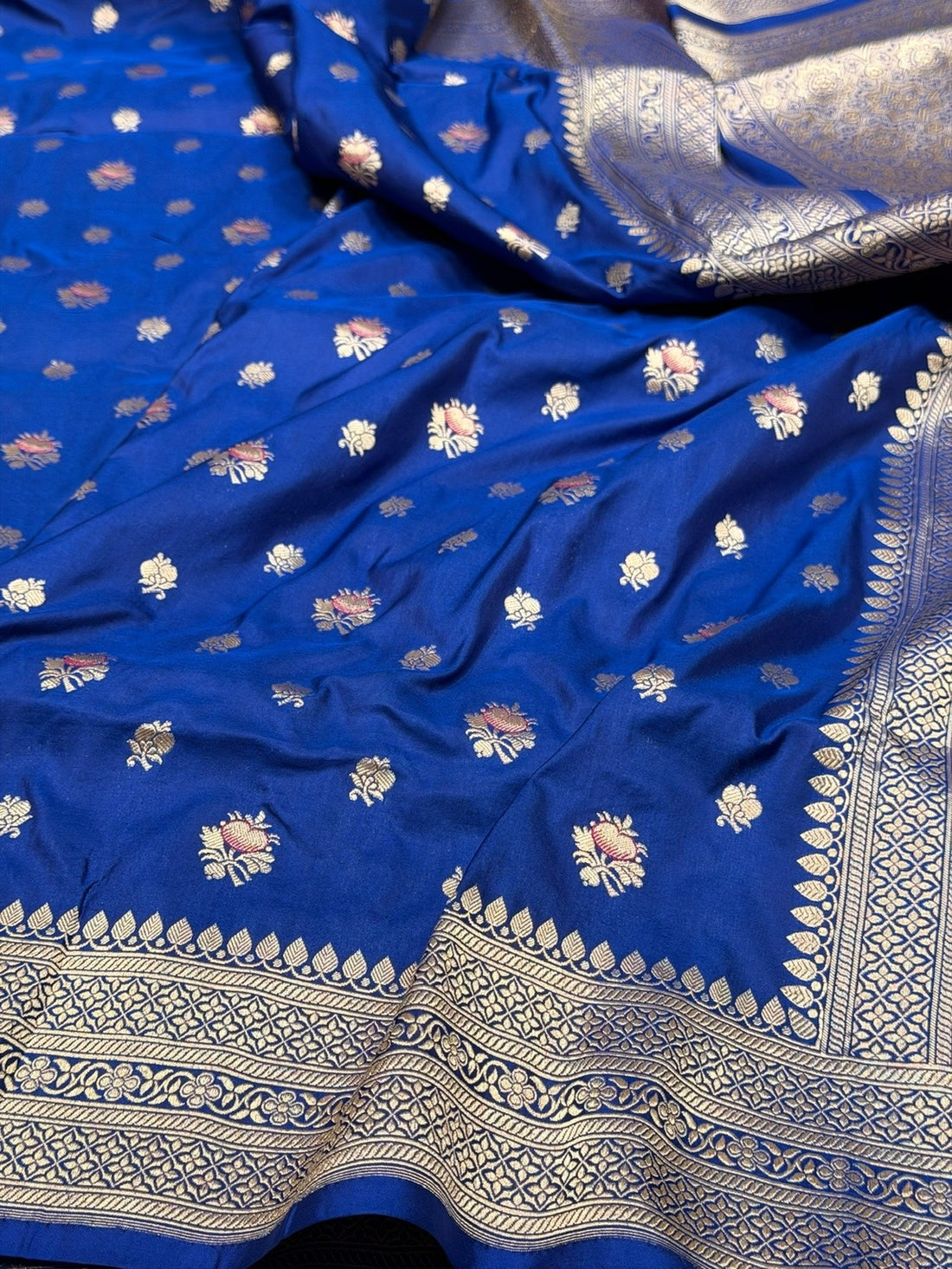 Royal Blue Banarasi Minakari Pure Katan Silk Saree | Pure Silk | Minakari Work | Cutwork Technique | Banarasi Katan Silk Saree