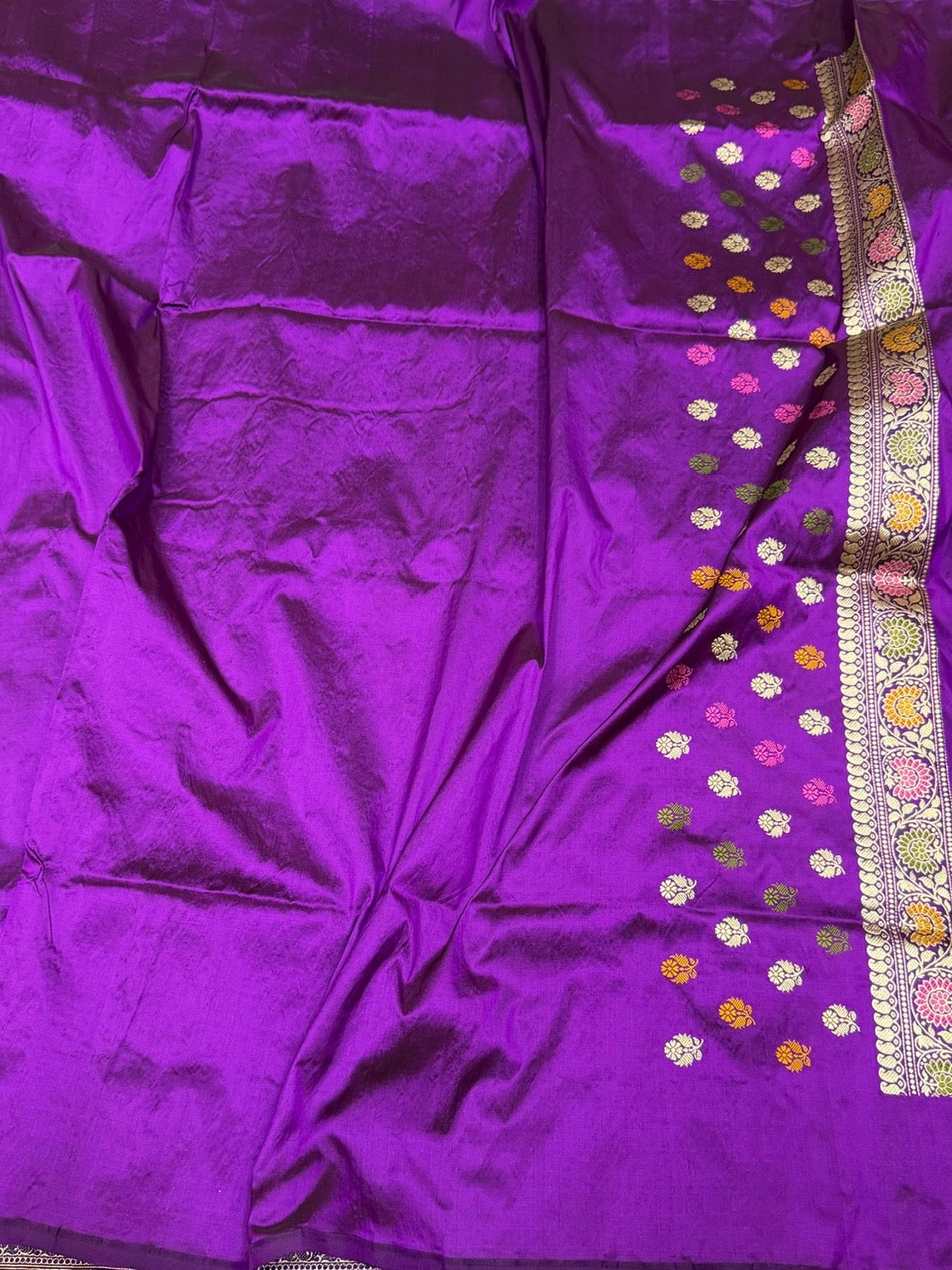Purple Handwoven Pure Banarasi Silk Saree