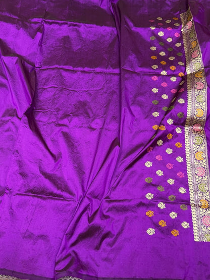 Purple Handwoven Pure Banarasi Silk Saree