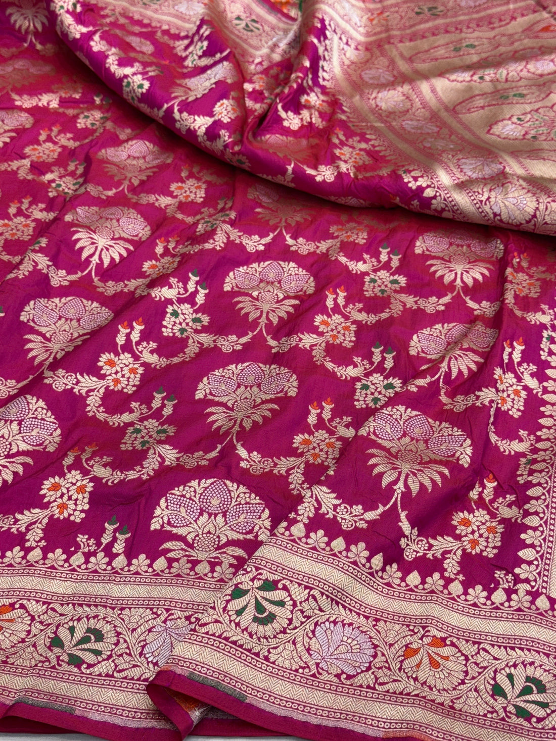 Rani Pink Minakari Pure Banarasi Silk Saree
