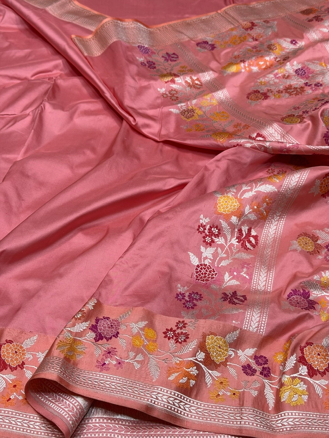 Peach Handwoven Pure Banarasi Katan Silk Saree