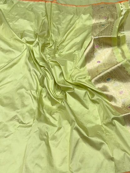 Pista Handwoven Pure Banarasi Silk Saree