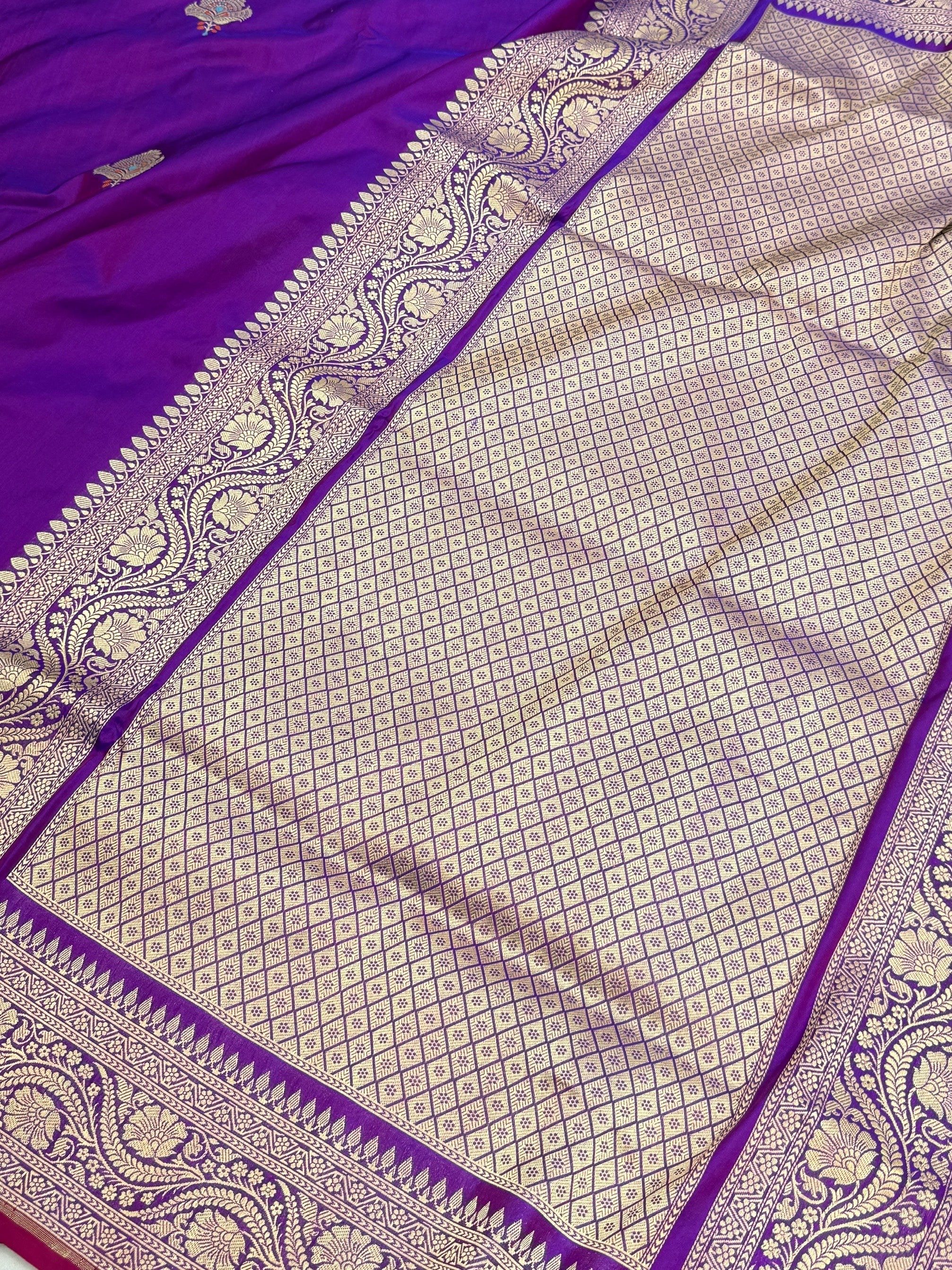 Purple Handwoven Pure Banarasi Silk Saree