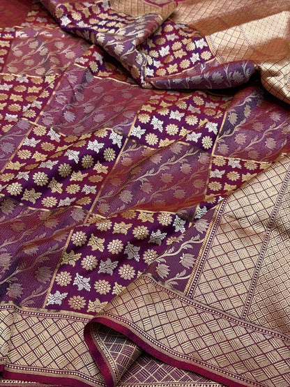 Magenta Pink Handwoven Pure Banarasi Silk Saree