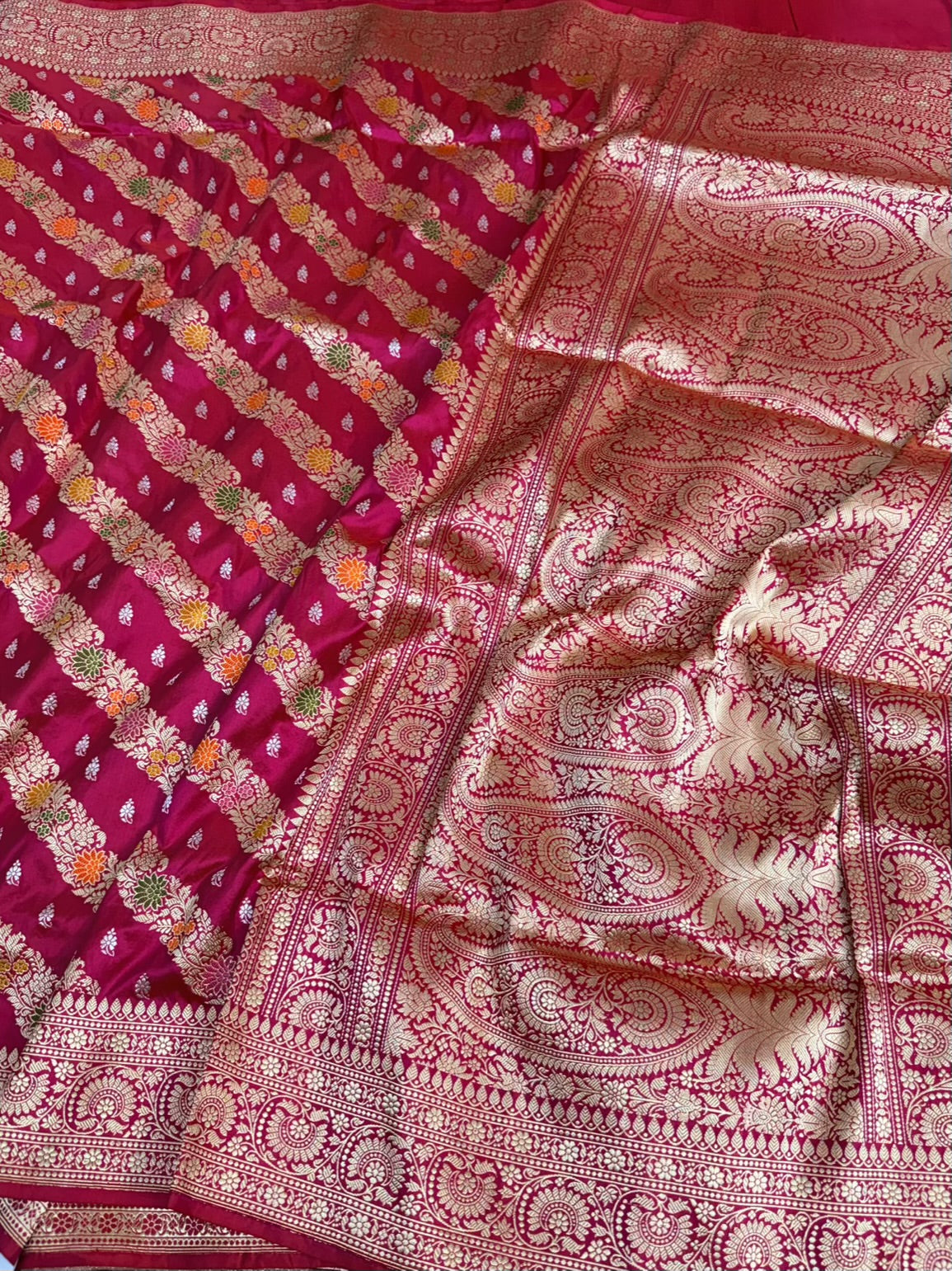 Rani Pink Handwoven Pure Banarasi Silk Saree