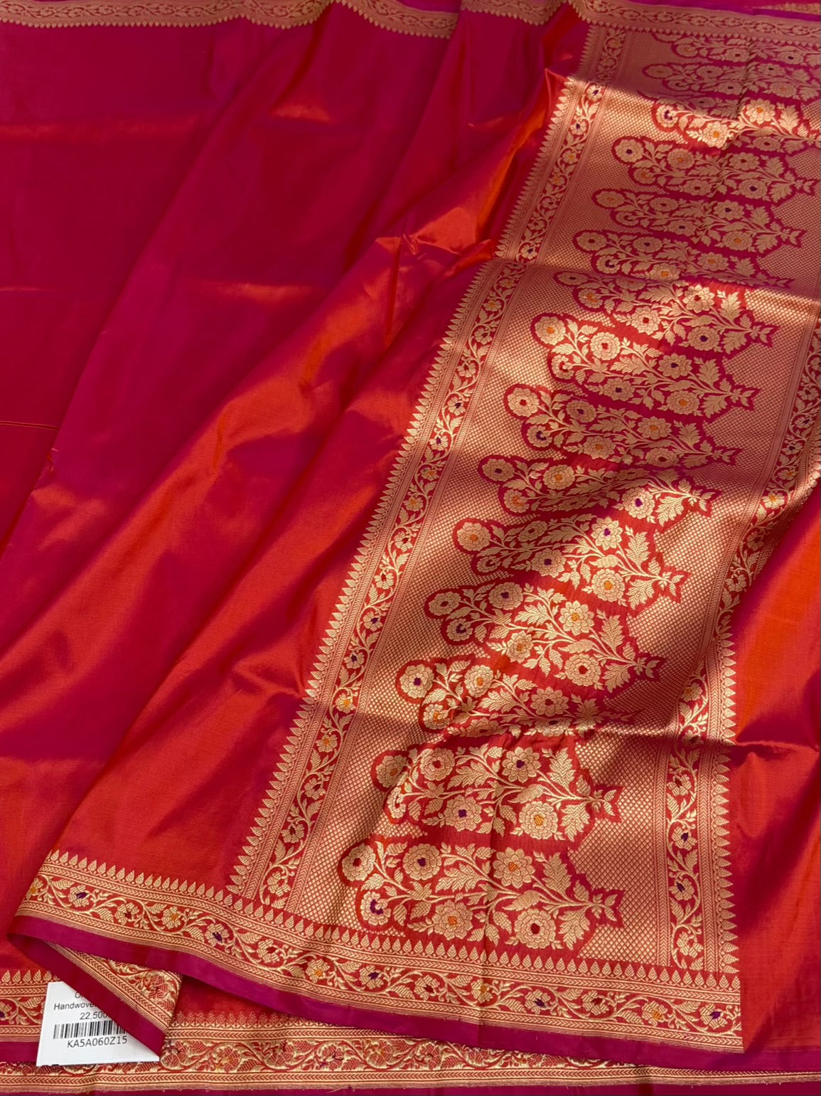 Orangish Pink Banarasi Pure Katan Silk Saree