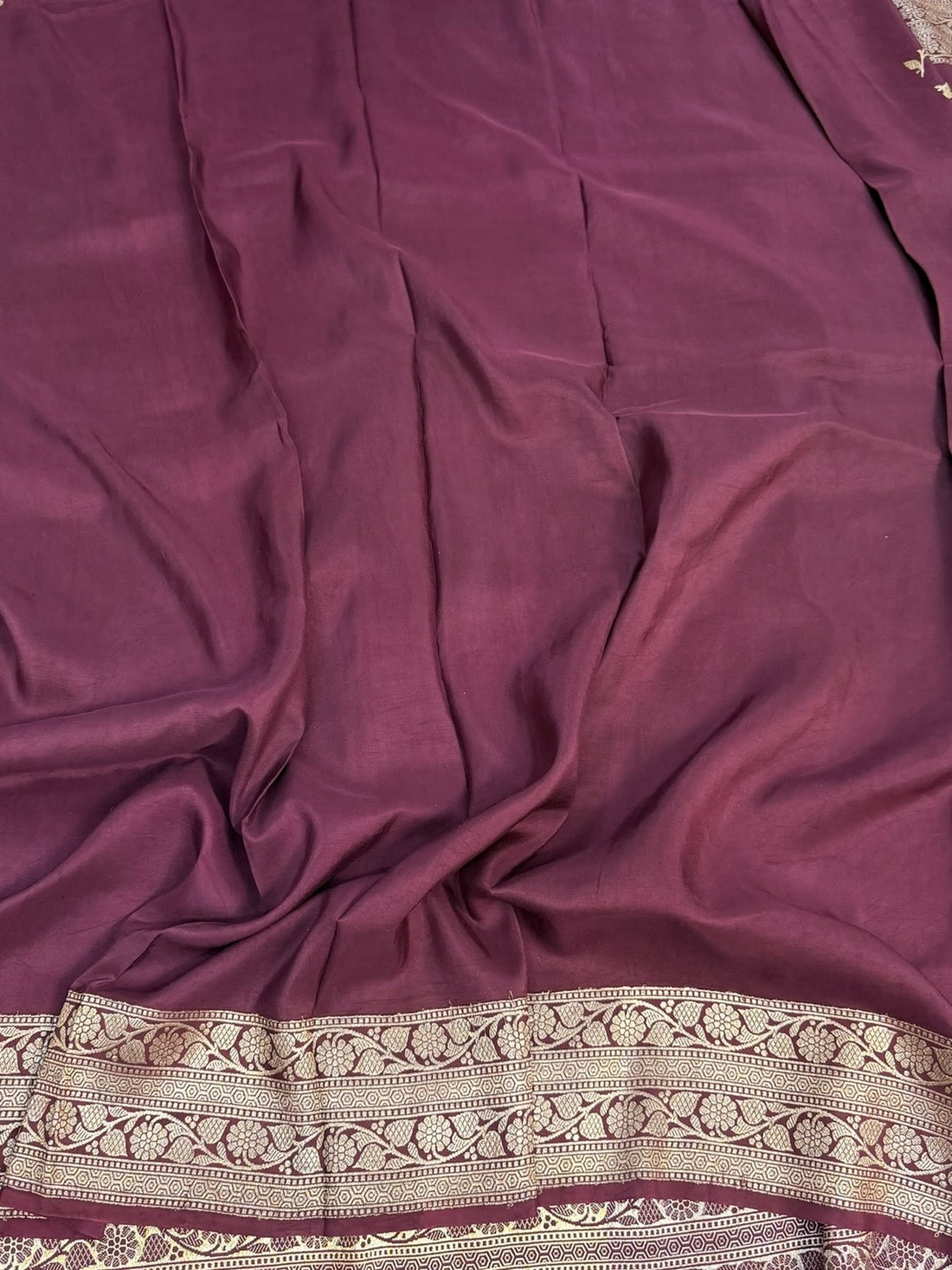 Wine Handwoven Katan Georgette Saree