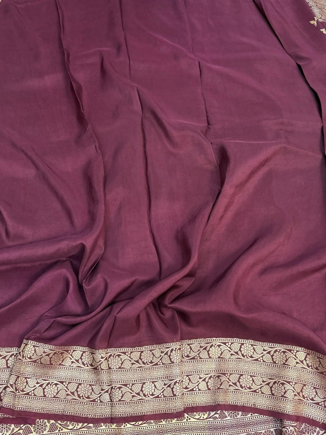 Wine Handwoven Katan Georgette Saree