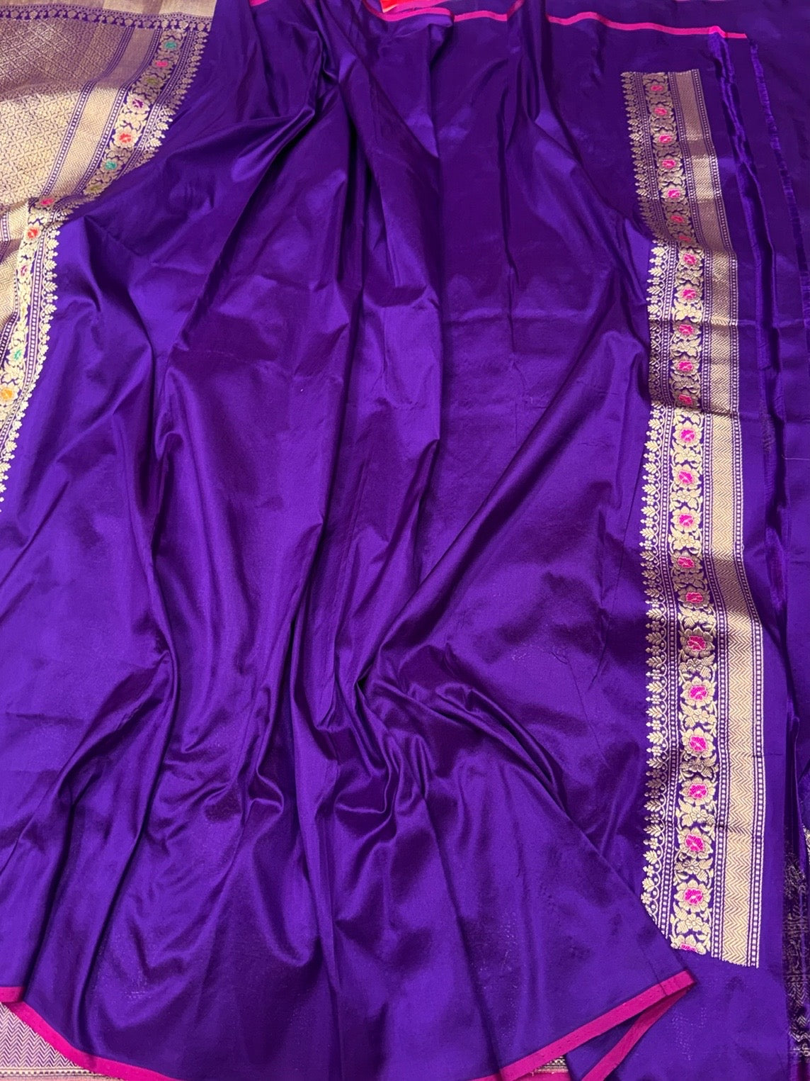 Purple Handwoven Pure Banarasi Silk Saree | Pure Katan Silk | Kadwa Weave | HMR Handlooms