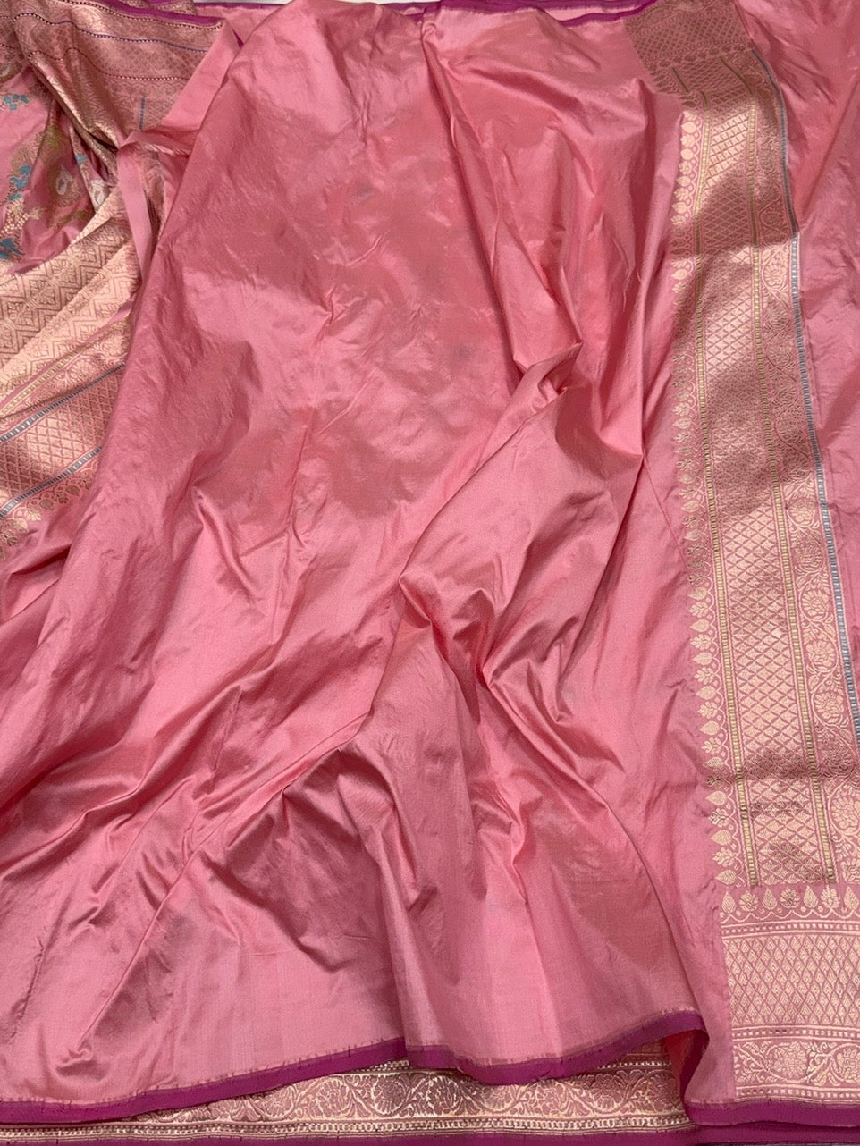 Peach Handwoven Pure Banarasi Silk Saree