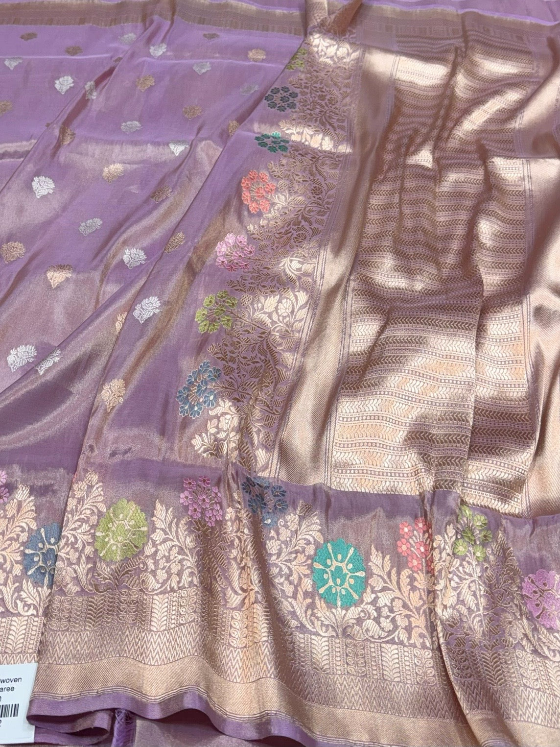 Lavender Handwoven Pure Banarasi Tissue Silk Saree