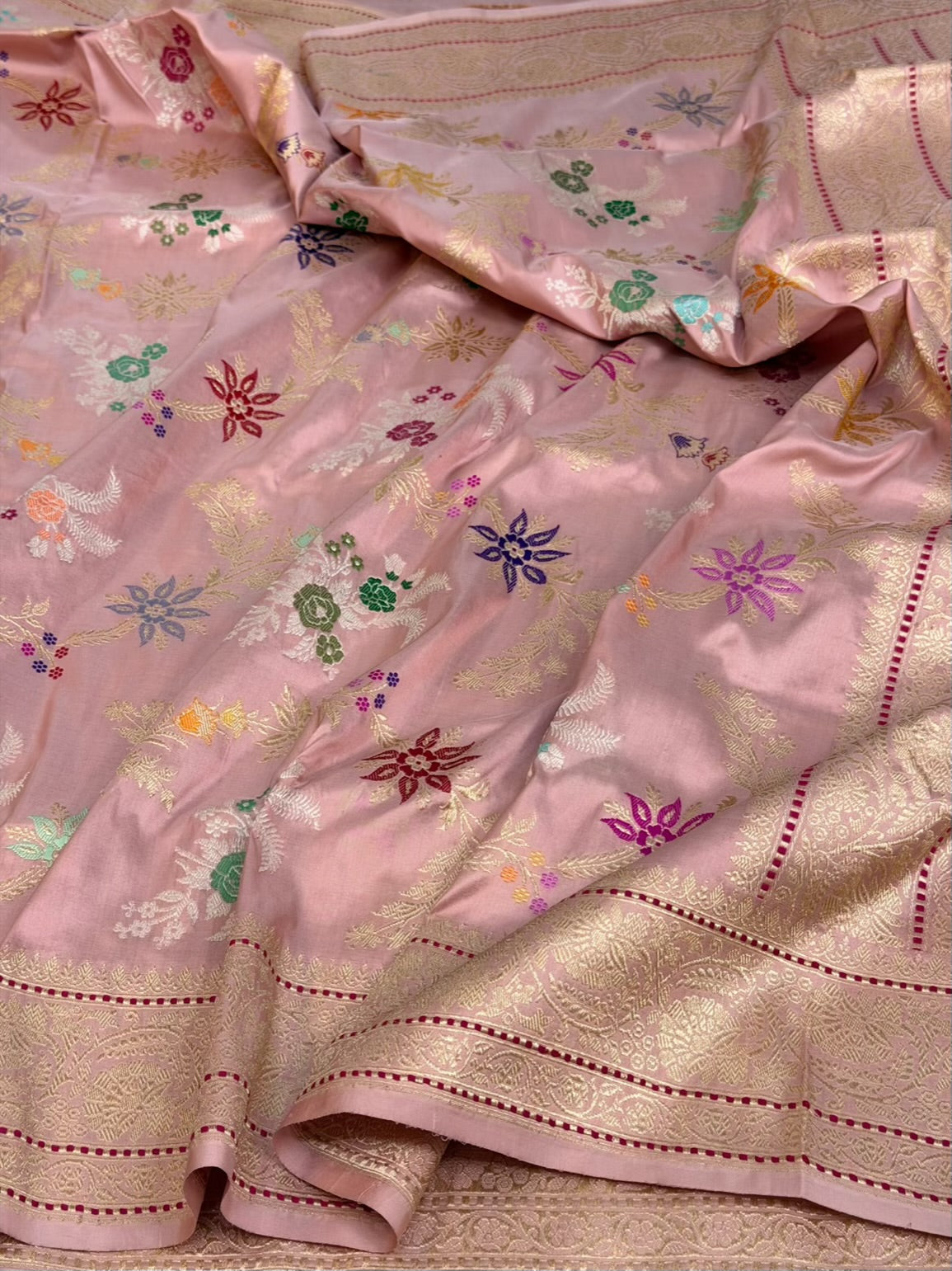 Peach Handwoven Banarasi Pure Katan Silk Saree
