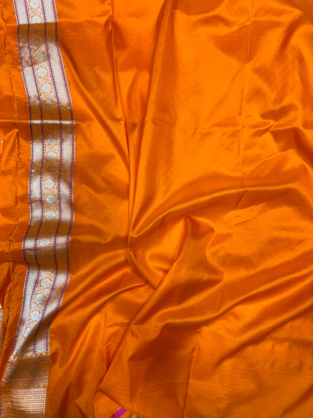 Orange Banarasi Pure Silk Saree