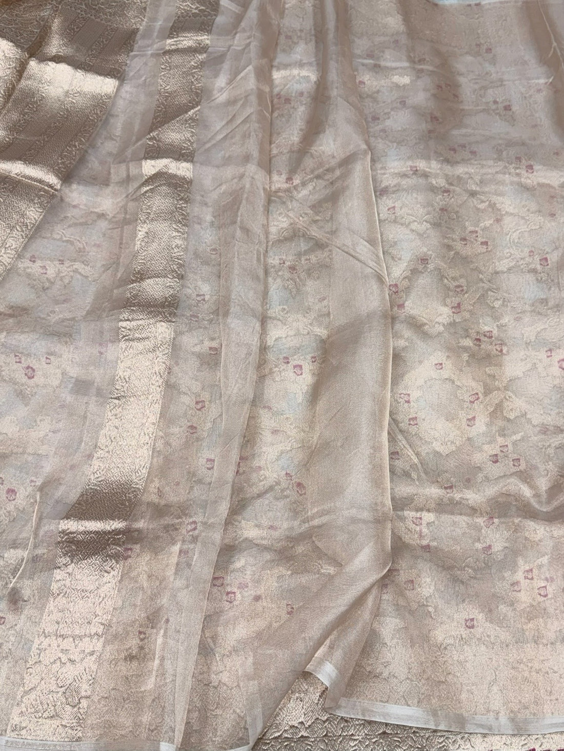 Champagne Gold Pure Banarasi Tissue Silk Saree